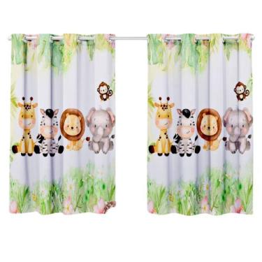 Imagem de Cortina Quarto Ingfantil Decorativa Pequena 2,00x1,40 Estampada Varao 
