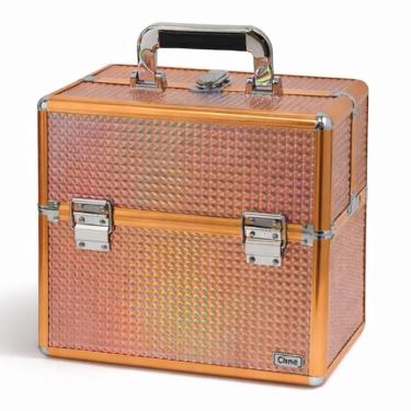 Imagem de Maleta de Maquiagem Cisne Salmão Holográfica e Rose Csn-a166