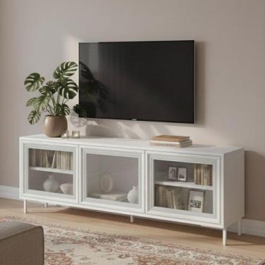 Imagem de Rack TV 3 Portas de Vidro 135cm Refresh BRV Móveis, Branco