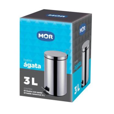 Imagem de Lixeira Banheiro Lixinho Cozinha 3 Litros Inox com Pedal e Balde Inter