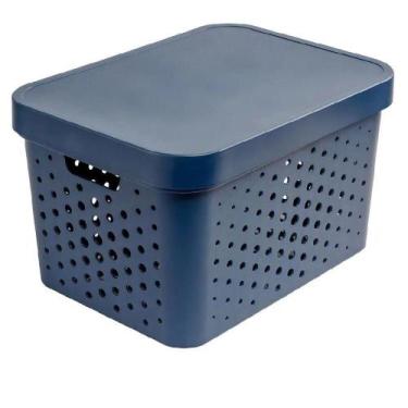 Imagem de Cesto Organizador com Tampa 17L Azul Petróleo 117 - Mixxnova