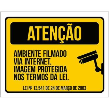 Imagem de Kit 5 Placas Sinalização - Ambiente Filmado Internet Lei