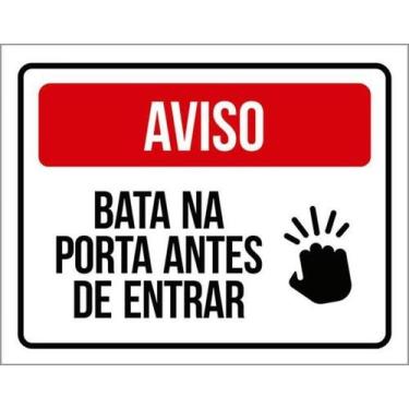 Imagem de Kit 5 Placas Aviso Bata Porta Antes Entrar 27X35 - Sinalizo
