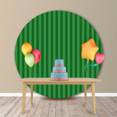 Imagem de Painel Redondo em Jacquard Verde Listrado - Jacquard Tradicional, 2,20