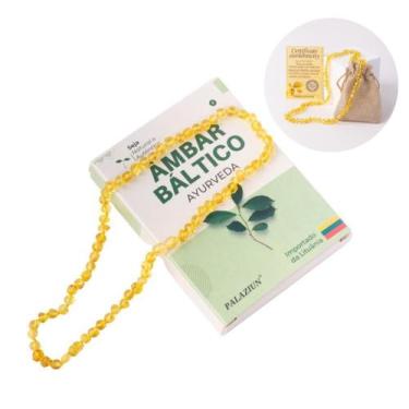 Imagem de Colar Âmbar Com Certificado 46Cm Importado Cor Mel - Palaziun