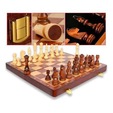 Imagem de Jogo De Xadrez Profissional Premium Tabuleiro De Madeira - Kf Imports