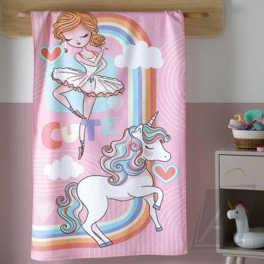 Imagem de Toalha de Banho Infantil Felpuda Dohler Fantasia Unicórnio