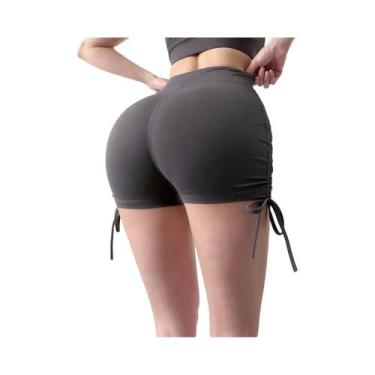 Imagem de Shorts De Yoga Femininos De Cintura Alta Sem Costura Com Efeito Empina