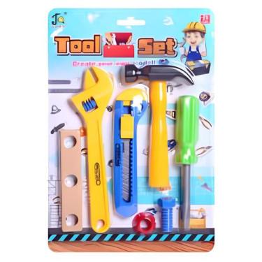 Imagem de Kit Mini Oficina Infantil Com Martelo Chave Fenda 7 Peças - Skyshopmag