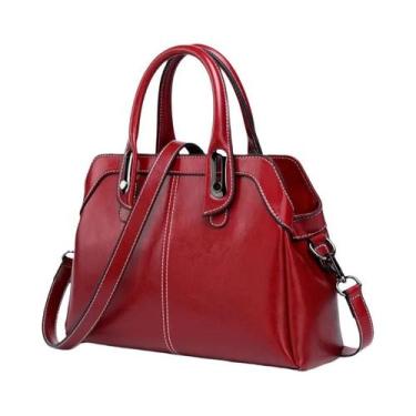Imagem de Bolsa De Ombro Feminina Em Couro Genuíno Com Alça Superior, Transversa