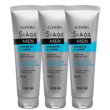 Imagem de Kit 3 Shampoo Anticaspa Masculino Combate A Caspa 250ml Eudora Siàge