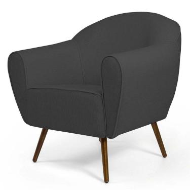 Imagem de Poltrona Nina Pés Palito Madeira C-416 Cinza Escuro