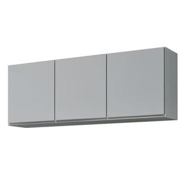 Imagem de Armário de Cozinha Aéreo 150cm 3 Portas Argélia Cinza Claro - Lumil - 