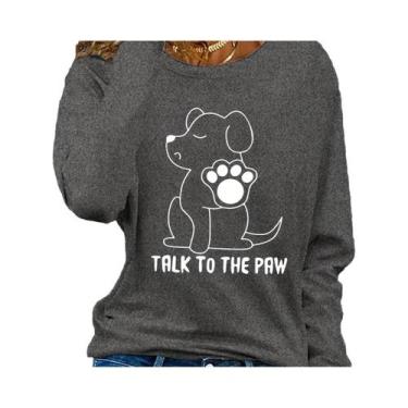 Imagem de Camiseta Feminina De Algodão Casual Solta Com Estampa De Cachorro, Gol