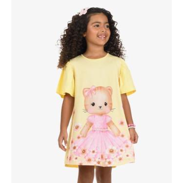 Imagem de Vestido Poly Flex Touch - Meia Malha Rovi Kids Amarelo, 4, Amarelo