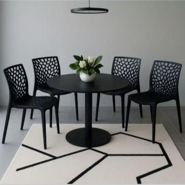 Imagem de Kit com 4 Cadeiras Gruvyer Pretas para Sala Quarto Varanda Estilo Cont