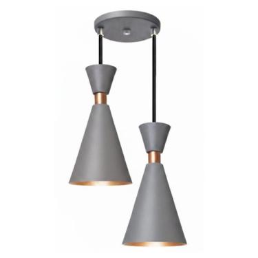 Imagem de Pendente Lustre Luminária Mini Pequim 24cm Cinza Duplo - Iluminar Ambi