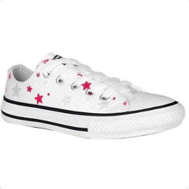 Imagem de Tênis Infantil Converse All Star Original Cano Baixo Estrelas Branco E Prata-Feminino