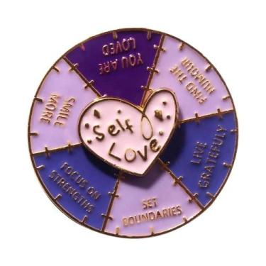 Imagem de Broche Rotativo De Bússola De Cores Esmaltado, Distintivo De Roda De C