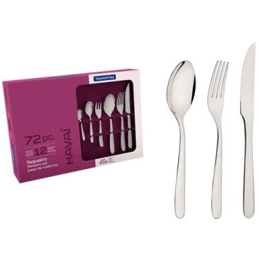 Imagem de Faqueiro Tramontina Havaí Aço Inox Facas para Churrasco e Acab. Brilho