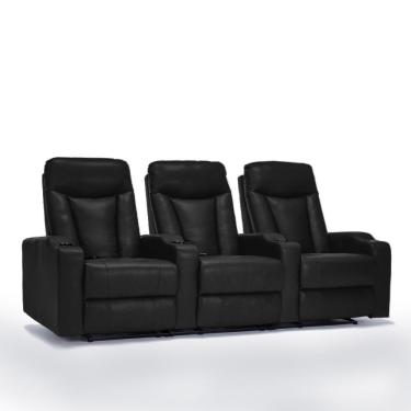 Imagem de Poltrona 3 Lugares Vancouver Reclinável Manual Pu Preto Gran Belo