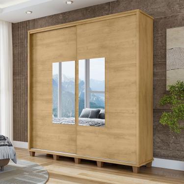 Imagem de Guarda Roupa Monte Carlo Ii 2 Portas De Correr Com Espelho Para Quarto Casal Organizador - Cinamomo