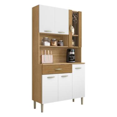 Imagem de Armário de Cozinha Golden 6 Portas 1 Gaveta MDP 90,9CM Amadeirado Freijó Supremo Ripado