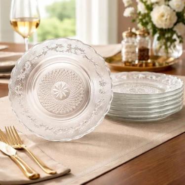 Imagem de Pratos Vidro Egípcio Estrela Transparente Fundo Kit 5 Peças Jogo Prato