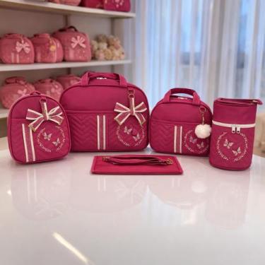 Imagem de Kit Bolsa Maternidade 5 Peças Grande Impermeável + Mochila + Trocador 
