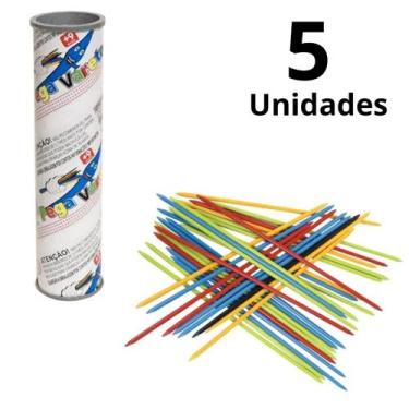 Imagem de Kit 5 Pega Vareta Jogo Brinquedo Educativo TUBO 21 Palitos - MinutoBab