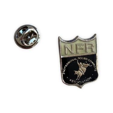 Imagem de Broche Brasão de Rodeio com Touro  Prateado com Esmalte Colorido - Pis