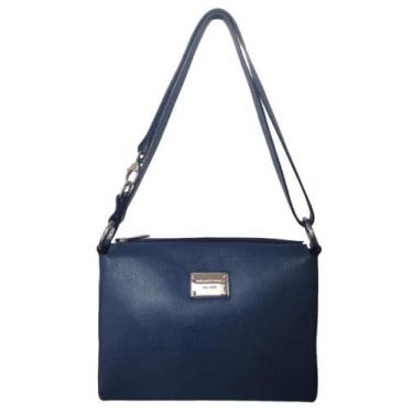 Imagem de Bolsa transversal com argolas smartbag couro, Azul, UN