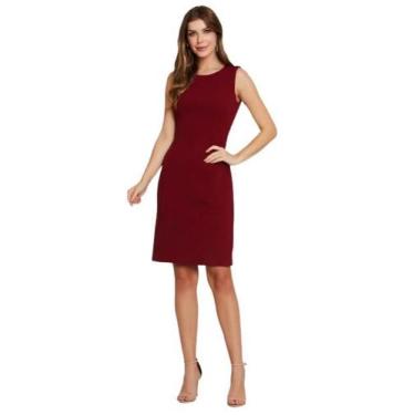 Imagem de Vestido Tubinho Curto de Alças em Alfaiataria - Infini, Vermelho escur