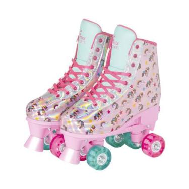Imagem de Patins 4 Rodas Ajustável Com Luz Unicórnio Rosa 35 ao 38 - Fênix