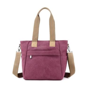 Imagem de Bolsa Feminina Transversal Lona Ombro Mão Vários bolsos Resistente Lev