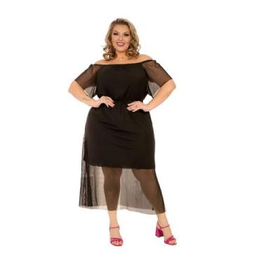 Imagem de Vestido Midi  Tule Sublimado Forrado ! - Reyn Store, Preto, GG