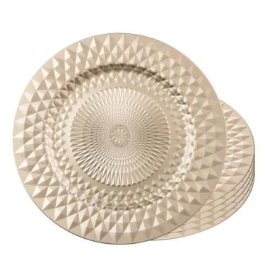 Imagem de Jogo 6 Sousplat Redondo de Plástico para Mesa Dourado Wolff Roman 33cm