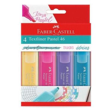 Imagem de Kit Marca Texto Textliner Pastel 46 Mt15464 4 Cores - Faber Castell - 