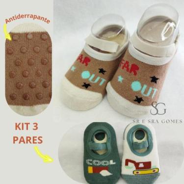 Imagem de Kit 3 ou 6 Pares de Meia Sapatinha para Menino de 0 á 2 Anos Antiadere