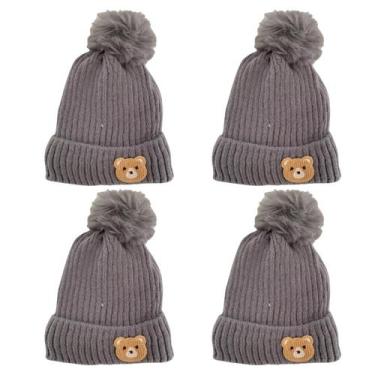 Imagem de kit 4 toucas gorro infantil de pompom bichinho para menino menina forr