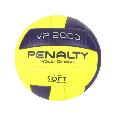 Imagem de Bola De Vôlei Penalty Vp 2000 X Costurada à Mão, Amarelo e Azul