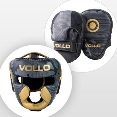Imagem de Kit Capacete + Manopla de Foco Aparador Socos Training Vollo Cor:Preto