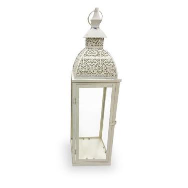Imagem de Lanterna Marroquina Metal Branca Grande 70x18cm - LN