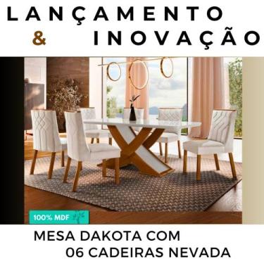Imagem de Mesa dakota com 6 cadeiras nevada - Rufato