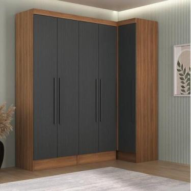 Imagem de Quarto Completo 5 Portas 4 Gavetas 2 Peças Viena Espresso Móveis Cinza
