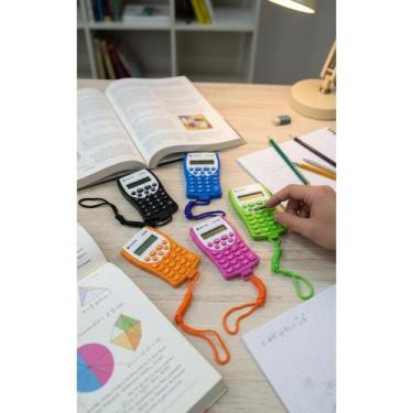 Imagem de Kit 10 Mini Calculadoras 8 Dígitos Coloridas C/ Cordão - Congratulatio