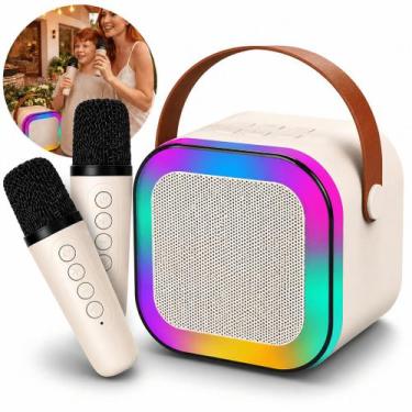 Imagem de Alto-Falante Bluetooth Karaoke Microfone Duplo Sem Fio Caixa De Som Po