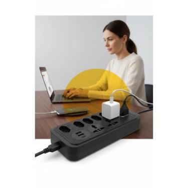 Imagem de Régua Energia USB C 7 Tomadas Bivolt Rack 2m Preto - Congratulations S