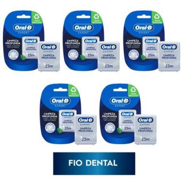 Imagem de Kit 5 Fio Dental Oral-b Expert Limpeza Profunda 25m Menta