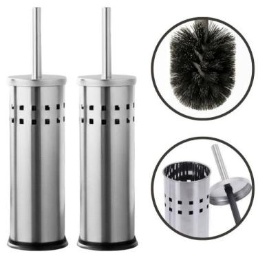 Imagem de Kit 2 Escovas de Banheiro Inox Mimo Style Higiênica Com Suporte Modern